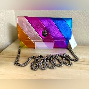 Kurt Geiger London Stripe Leather Chain Wallet 🌈